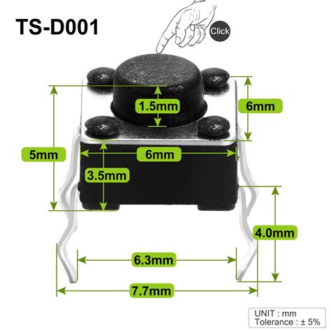 Snapklik Chanzon Tactile Tact Push Button Switch 6x6 X5mm Micro