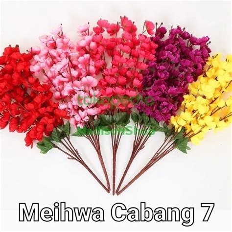 Jual Bunga Meihwa Rumpun Cabang 7 Sakura Pink Imlek Bunga Sakura Merah