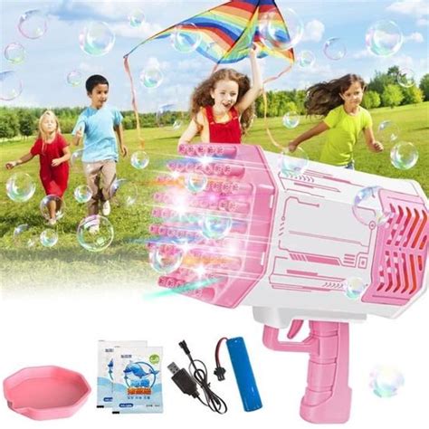 Pistolet A Bulle 69 Trous Bubble Maker pour Les Enfants éClairage