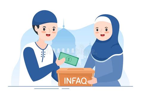 Muslim People Giving Alms Zakat Or Infaq Donation To A Person Who Need