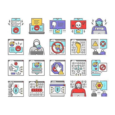 Cyberbullying Cyber Online Icons Set Vector 35272977 Vector Art At Vecteezy