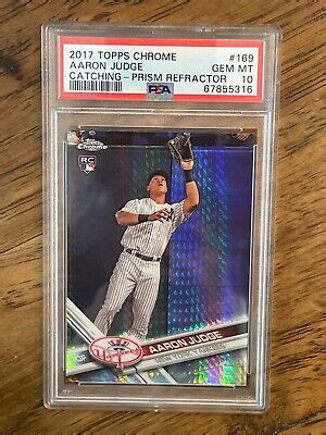 2017 Topps Chrome AARON JUDGE 169 RC Catching Prism Refractor PSA 10