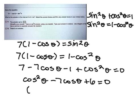 Solved 7 Give The Exact General Solution In Radians Cosx 2 Cos X Sinx 0