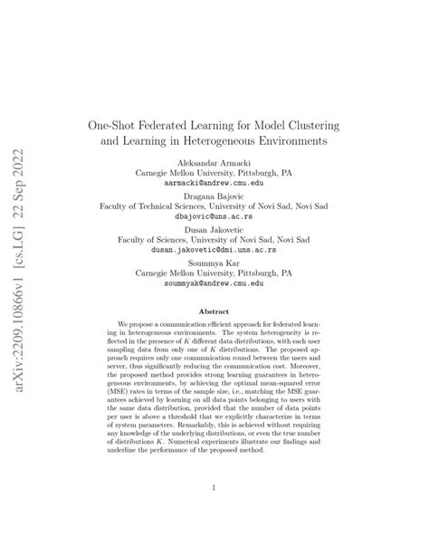 One Shot Federated Learning For Model Clustering And Learning In