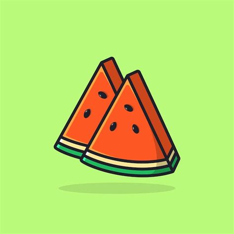 Premium Vector Two Slices Of Watermelon Cartoon Vector Icon