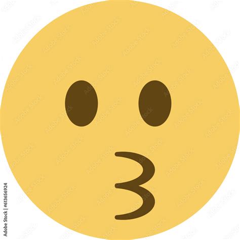 Kissing Face emoji icon. A yellow face with simple, open eyes and ...