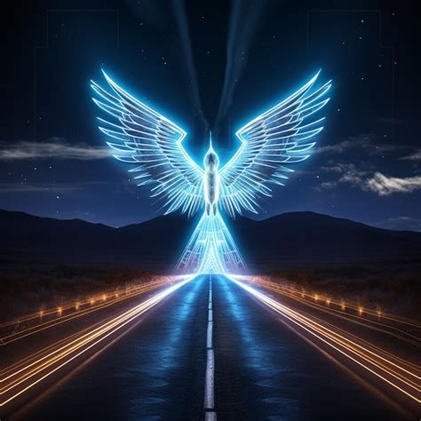 Premium Photo | Arafed image of a glowing angel on a highway at night ...