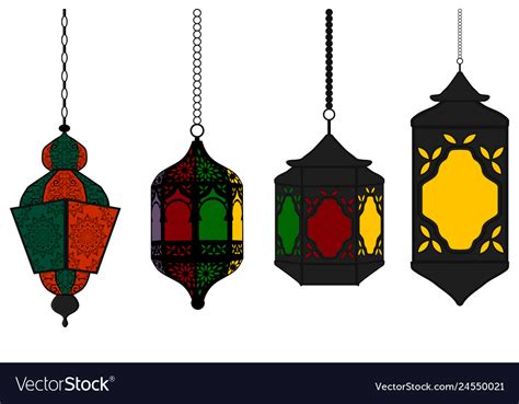 On theme big set different types lanterns Vector Image