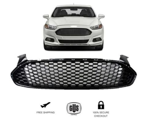 Para Ford Fusion Negro Brillante Parrilla Estilo Panal Doble