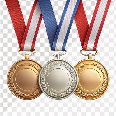 conjunto de medalhas em branco de ouro prata  bronze isoladas em