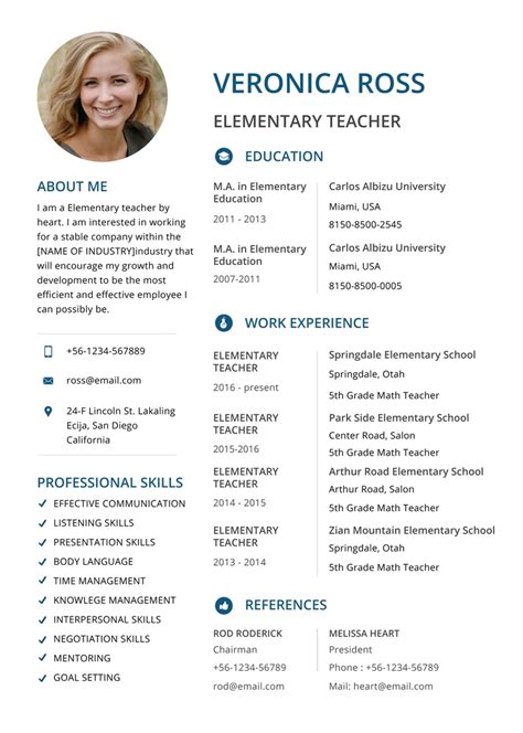 Free Cv Template For Teachers