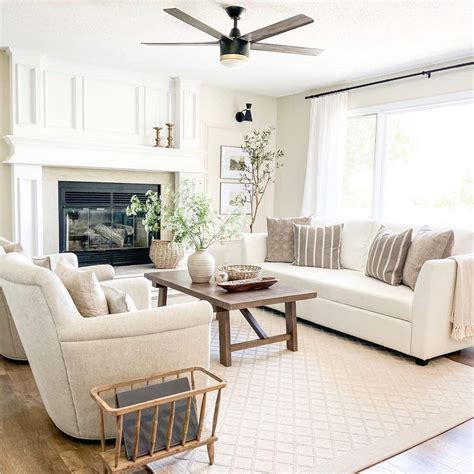 Classic White Living Room with Ceiling Fan - Soul & Lane