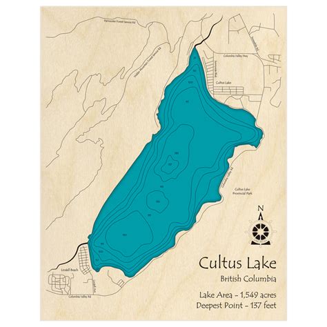 Cultus Lake 3d Custom Wood Map Lake Art Llc