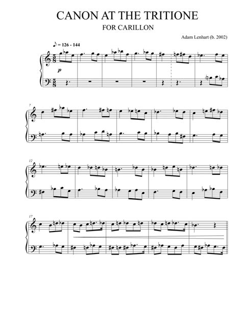 Canon At The Tritione For Carillon By Adam Lenhart Carillon Digital Sheet Music Sheet