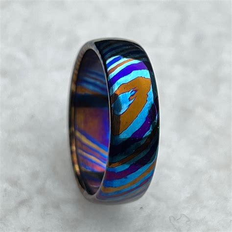 Titanium Damascus Ring - Etsy