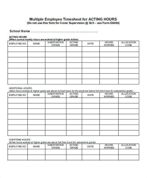 Employee Time Sheet Template DocTemplates