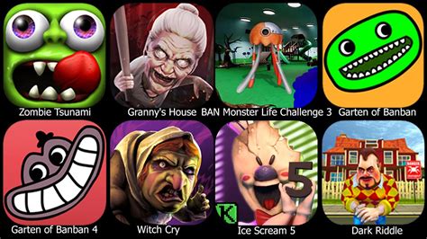 Dark Riddle Ice Scream 5 Witch Cry Garten Of Banban 4 Zombie Tsunami