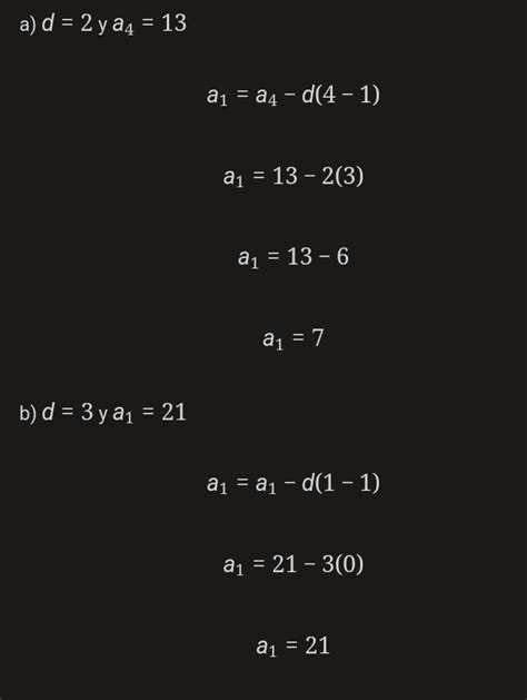 6 P 7 Calcule A₁ Para Cada Una De Las Sucesiones Aritmética Con B