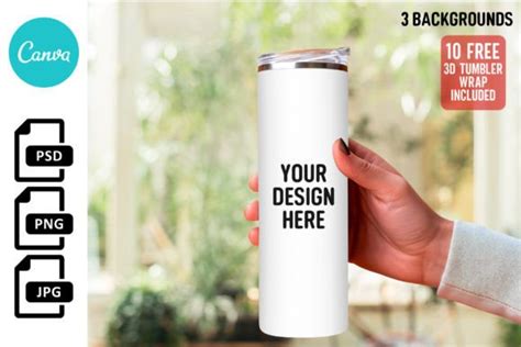 Skinny Tumbler Mockup Canva Compatible Graphic By Thedigitalstore