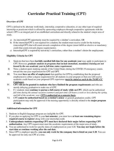 Fillable Online Curricular Practical Training Cpt International