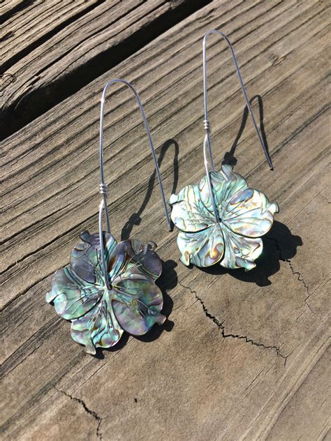 Sterling Silver Paua Shell Earrings Water Jewelry Shell Earrings