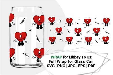 Hearts Wrap Svg For Libbey 16 Oz Graphic By Bazarova Creative Fabrica