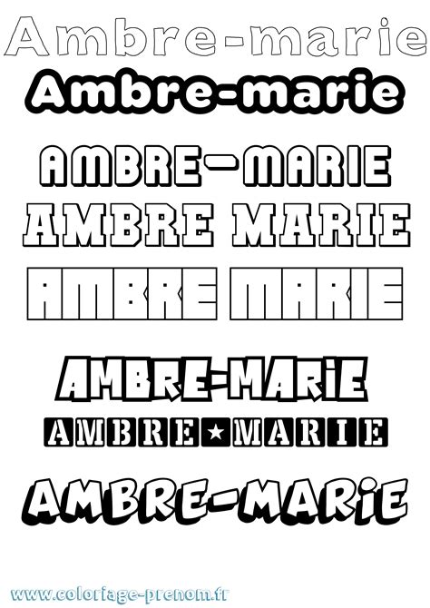 Coloriage Du Pr Nom Ambre Marie Imprimer Ou T L Charger Facilement