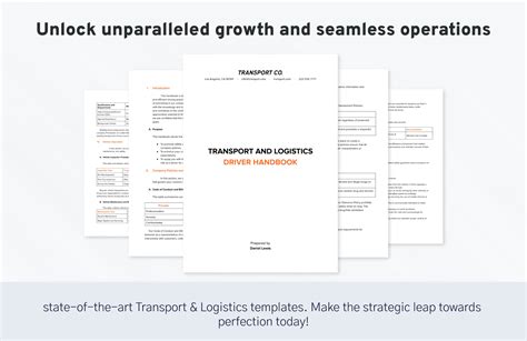 Transport And Logistics Driver Handbook Template In Word PDF Google