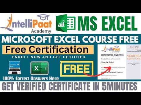 Free MS Excel Course With Certificate Microsoft Excel Complete Course