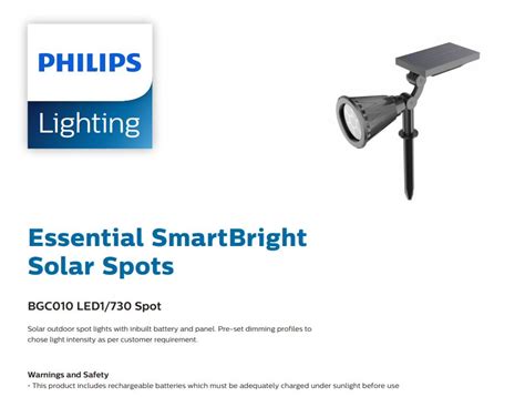 Philips Bgc Led W Ip Essential Smartbright Solar Spot