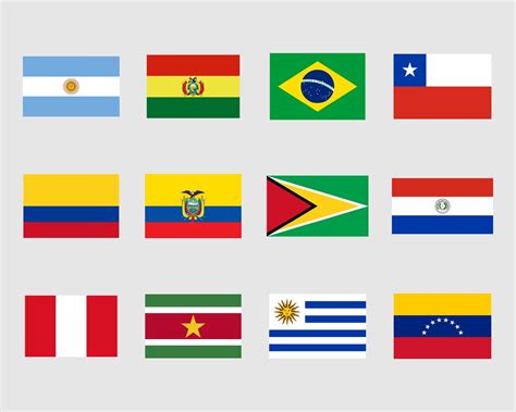 South America Country Flags Svg Bundle Set South American Etsy