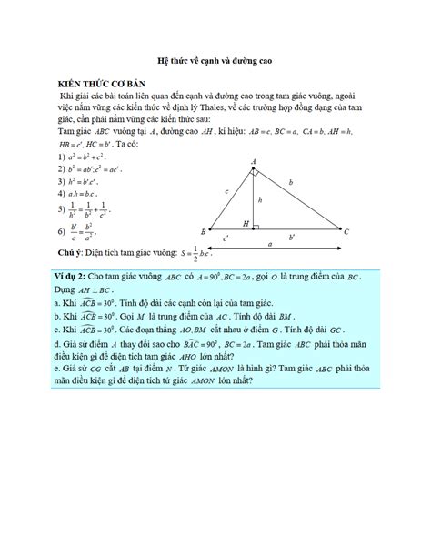 Hethucluong P 1 - HỆ THỨC LƯỢNG - math - Studocu