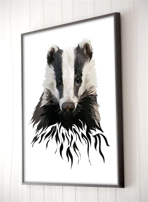 Badger art print wildlife art Badger lover wildlife decor | Etsy