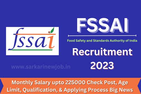 Fssai Recruitment 2023 Monthly Salary Upto 225000 Check Post Age