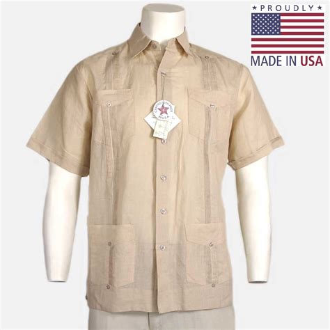 Guayabera Mens Cuban 4 Pocket Shirt Short Sleeve Cool Linen