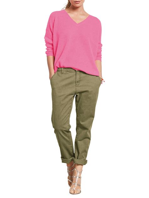 Hush Relaxed Straight Fit Chinos Olive Trousers Women Chinos Casual