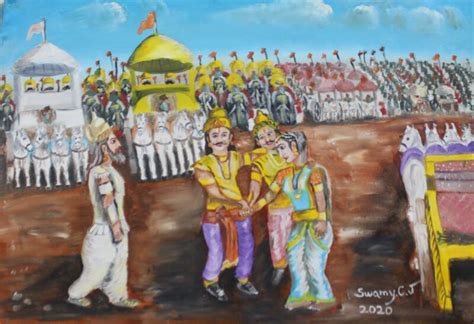 Mahabharat Paintings - Pandu Weds Madri in the War Field - Swamy Arts