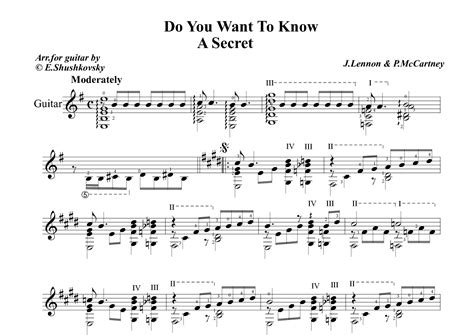 Do You Want To Know A Secret Arr Evgeny Shushkovsky By The Beatles Sheet Music For Solo