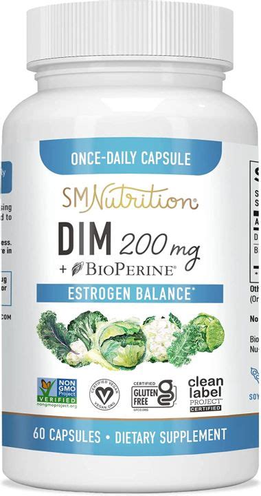 DIM Supplement 200mg DIM Diindolylmethane Plus BioPerine 60 Day