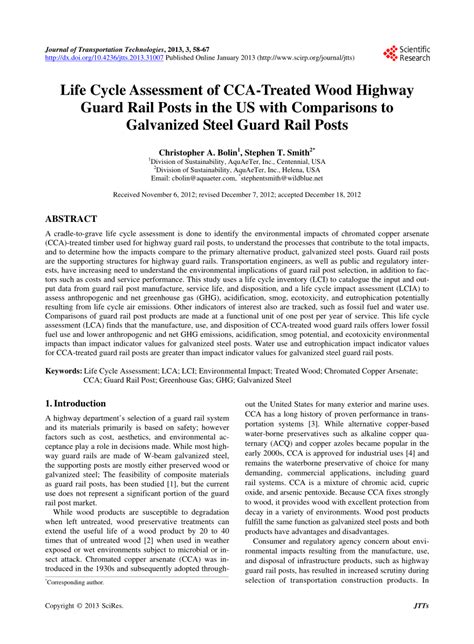 Pdf Life Cycle Assessment Of Cca Treated Wood Highway Guard Rail