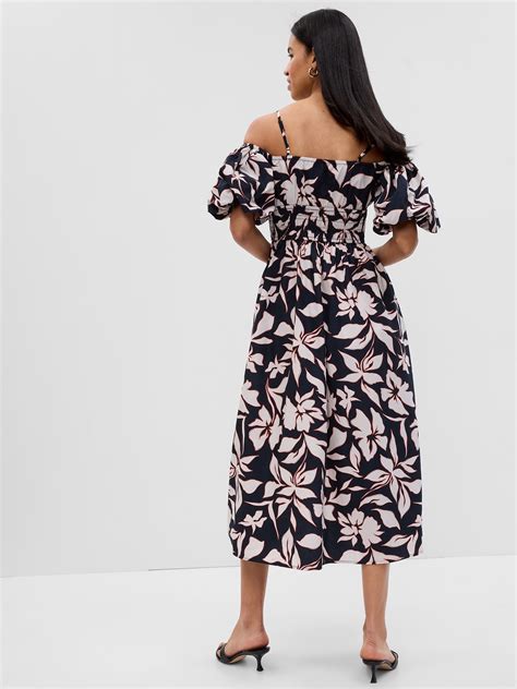 Off Shoulder Puff Sleeve Maxi Dress Gap