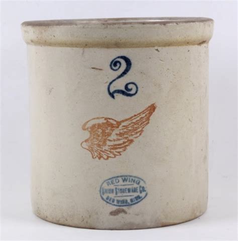 Red Wing Union Stoneware Large Wing No 2 Crock Lot 237