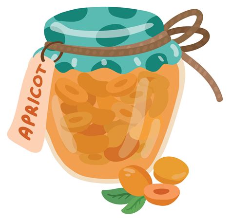 Apricot Jam In A Jar With The Inscription Hand Drawn Vector