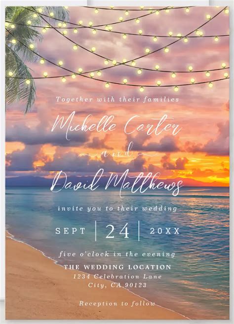 Sunset Beach String Lights Wedding Invitation Artofit