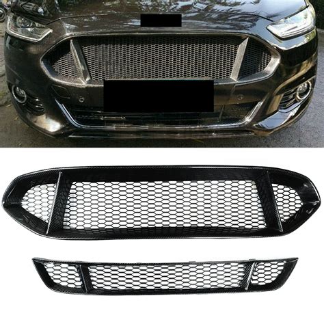 2 Pcs Front Grille Grill For Ford Mondeo Fusion 2013 2016 Real Carbon