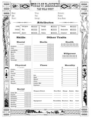 World Of Darkness Character Sheet - Fill Online, Printable, Fillable ...