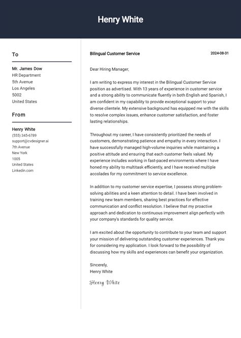 Customer Service Representative Cover Letter Examples For