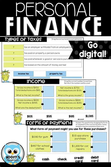 Personal Finance Literacy Digital Activities Hootys Homeroom