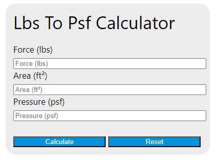 Lbs To Psf Calculator Calculator Academy