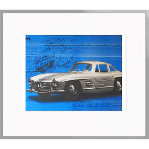 Mercedes 300 Sl 1954 Auf Blau Prima11 Kunstsiebdruck